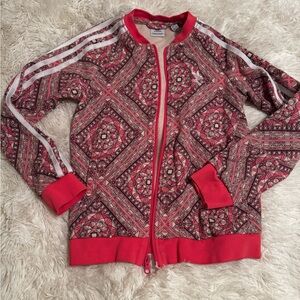 Adidas Geometric Red and White Jacket
